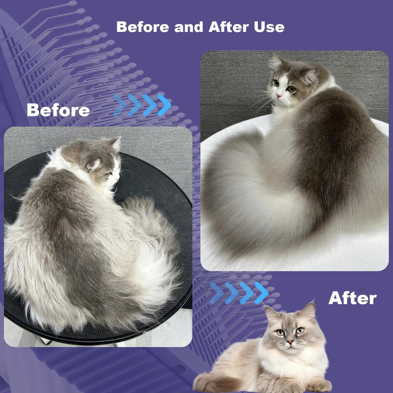 Cat brush, Cat Brush for Long or Short Haired Cats, Remove Loose Fur and Mats, Rounded Pins Reduces Painful Pulling, Not for Tangle and Curly Fur, Dark Blue - BeesActive Australia