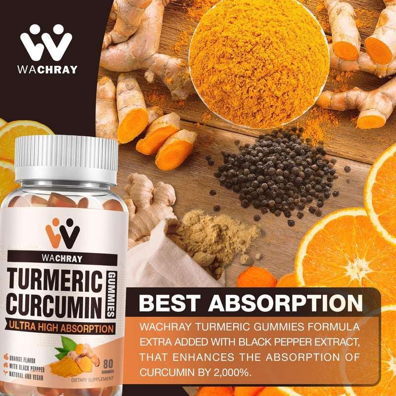 Turmeric Curcumin Gummies with Ginger & Black Pepper Extract Vegan 3 Pack | Tumeric Gummy Supplements for Pain Inflammation Joint Weight Health Support - Organic, Gelatin-Free - for Adults and Kids