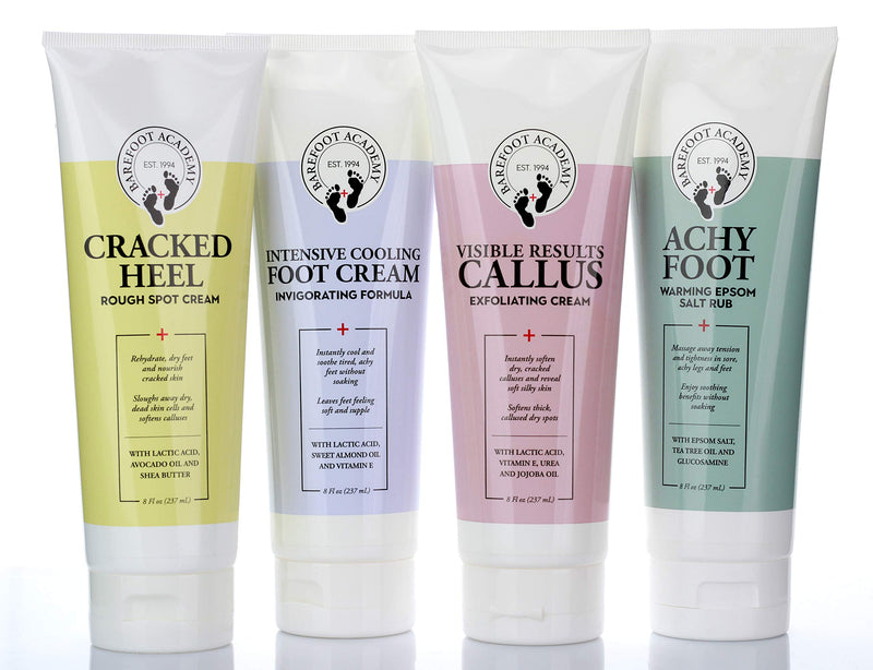Barefoot Academy Heavy Duty Foot Care Scrub & Moisturizer Cream For Calluses, Dead Skin, Tough Heels, Cracked Heels, & Rough Spots On Feet, Skin Care For Feet, Large 8 Fl Oz (Exfoliating Foot Cream) Exfoliating Foot Cream - BeesActive Australia