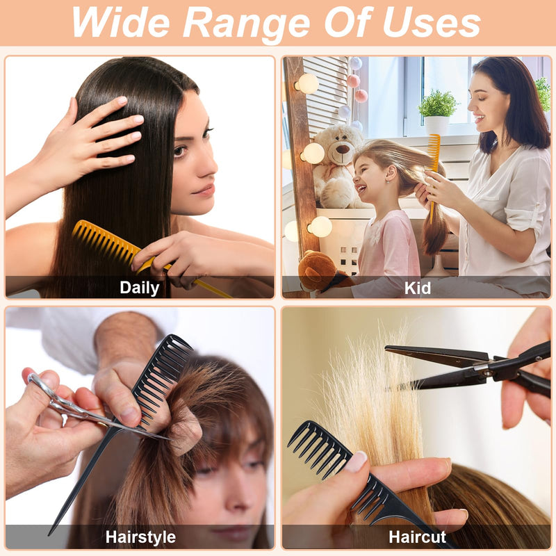 4 PCS Wide Tooth Rat Tail Comb - Detangling Parting Hair Brush Comb for Wet Curly Hair,Styling Hair Comb for Women Men,Anti Static Heat Resistant Teasing Combs for all Kinds of Hair - BeesActive Australia
