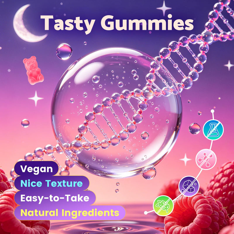 2 Pack Glycine Gummies, Glycine Supplement for Relaxation and Nerve Support | Sugar-Free, Vegan, Non-GMO, Raspberry Flavor, 120 Count 60 Count (Pack of 2)