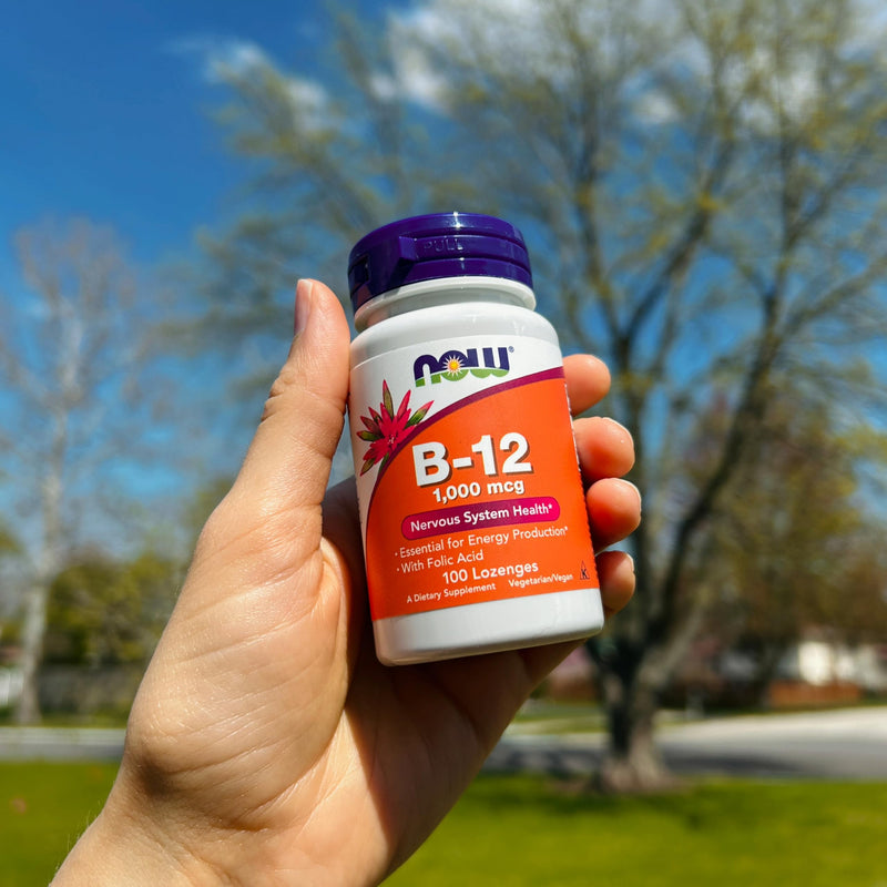NOW Supplements, Vitamin B-12 1,000 mcg with Folic Acid, Nervous System Health*, 100 Chewable Lozenges 100 Count (Pack of 1)