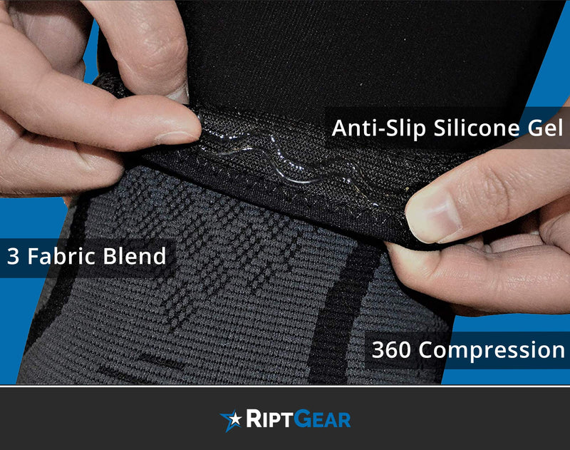 RiptGear Knee Compression Sleeve - Braces for Knee Pain - Compression for Arthritis, Meniscus Tear, Running, Walking - Support for Women and Men - Sleeves Weightlifting (Medium, Gray (1 Pack)) Medium Gray (1 Pack) - BeesActive Australia