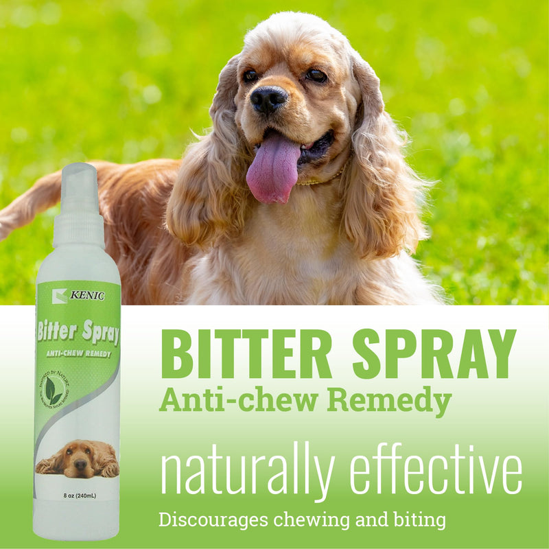 Kenic Anti-Chew Bitter Spray Deterrent for Dogs & Cats, Anti-Lick, No-Chew Training Aid, Safe for use on Furniture, Paws & Shoes & More, Made in USA Bitter - Anti-Lick & Chew 8oz