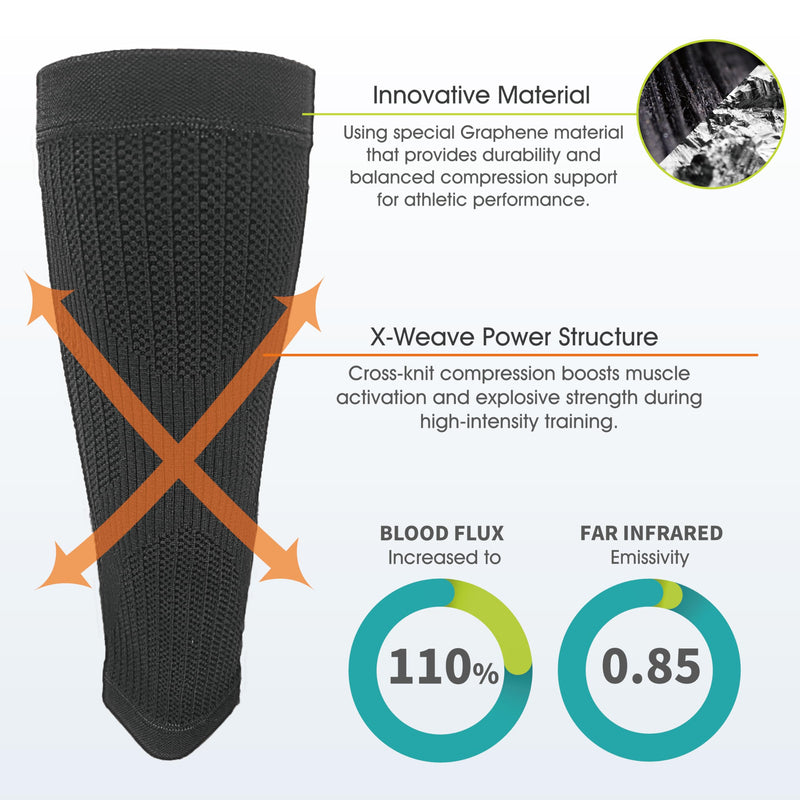 Vital Salveo Graphene Power Calf Sleeve - X-Weave Compression Support for Muscle Pain Relief(1 Pair) Medium - BeesActive Australia