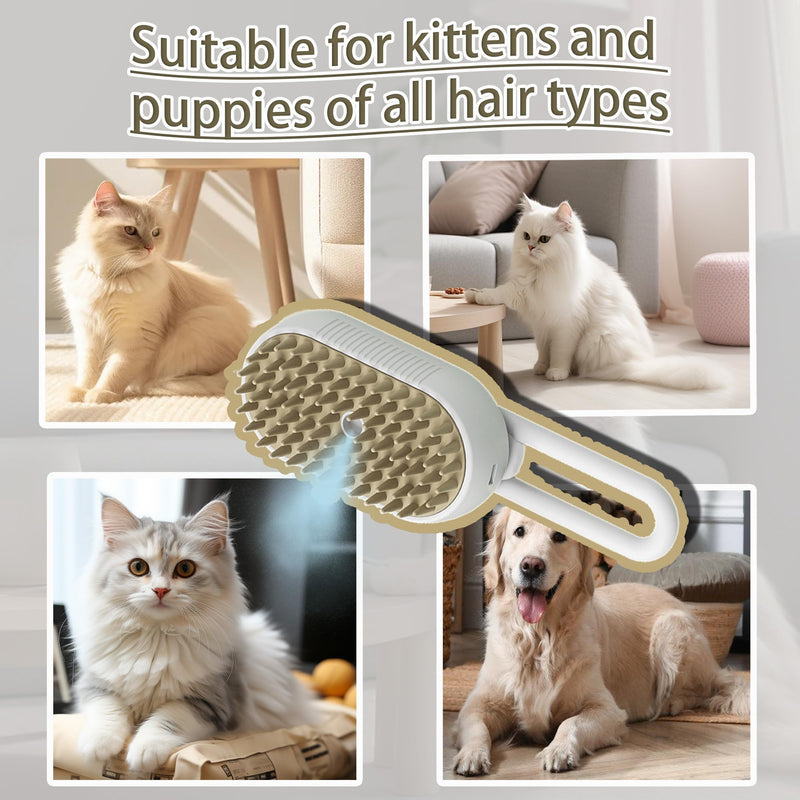 Cat Steam Brush Cat Brush for Shedding Steam Cat Brush Dog Brush with Steam Self Cleaning Pet Hair Cleaning Brush Comb for Cats Dogs Spray 3 in 1 Cat Brush for Pet Grooming (grey) Grey - BeesActive Australia