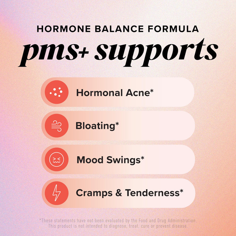 PMS Support Supplement for Women with PMS Relief, Delayed-Release Beadlets | Hormonal Acne Hormone Balance & Period Support, Chasteberry Supplements, With Dong Quai Cranberry & Vitamin B6, 30 Capsules