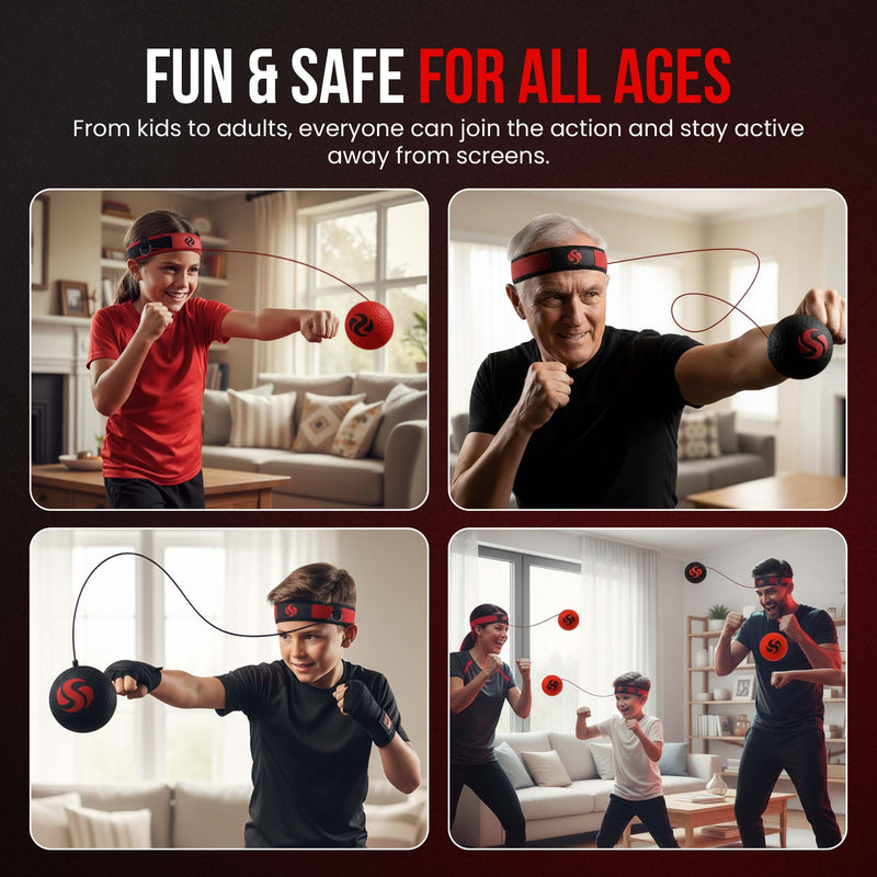 Soul Shift - Boxing Reflex Ball – Dual Competition Set | 2 Adjustable Headbands + 2 Training Balls + App Included | Speed, Agility & Hand-Eye Coordination for Adults & Kids | MMA Training Equipment App Edition (Competition Pack)