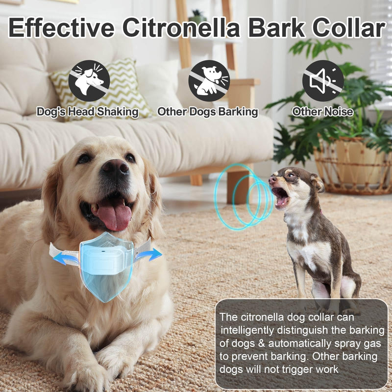 Citronella Dog Bark Collar, Spray Dog Bark Collar, Level 3 Sensitivity Adjustable IP67 Waterproof Chargeable Spray Bark Collar for Small, Medium & Large Citronella Dog Collar Grey-1B - BeesActive Australia