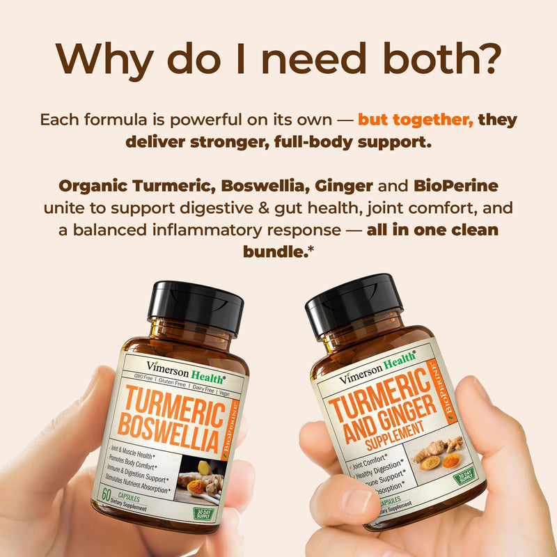 Turmeric Supplement Bundle ‚Äì 2-Pack Organic Turmeric Curcumin Supplement with 95% Curcuminoids + 65% Boswellia Extract, Ginger Root & Black Pepper (BioPerine) ‚Äì High Absorption ‚Äì 2 x 60 Vegan Capsules - BeesActive Australia