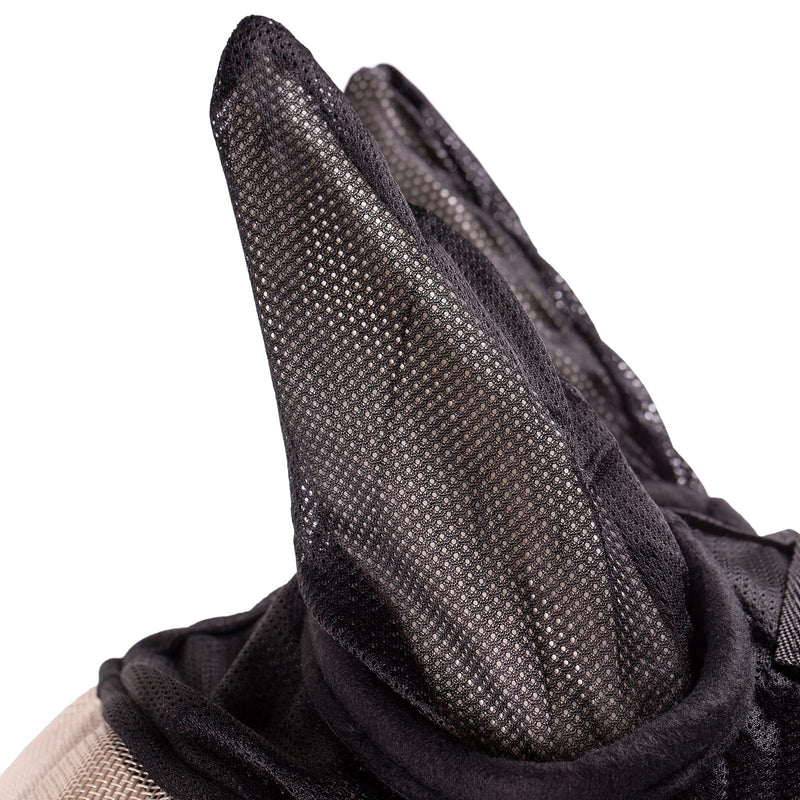 HORZE Horse Fly Mask with Long Nose Cover and Ears | Full Coverage UV Protection - Durable Micro Mesh Cob Light Brown/Black - BeesActive Australia