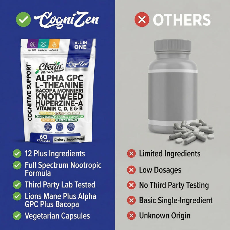Alpha GPC 600mg Supplement | L Theanine Nootropic Brain Supplement with Bacopa Monnieri Lions Mane Resveratrol Ginkgo Biloba Huperzine A – Focus Memory Cognitive Support – 60 Vegetarian Capsules