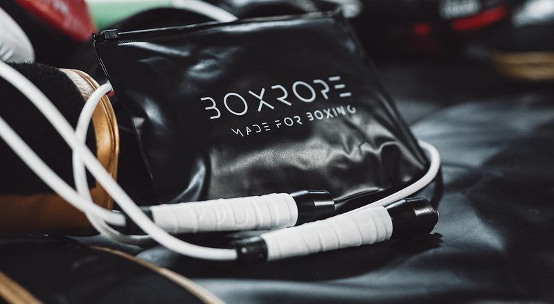 BOXROPE, A Jump Rope Made For Boxing, Tangle-Free, 15% Heavier Than A Normal PVC Rope, Boxer Jump Rope, Adjustable, Includes Grip Tapes For More Grip, Skipping Rope for Boxers, Premium Quality Grey (Up to 6'2ft)