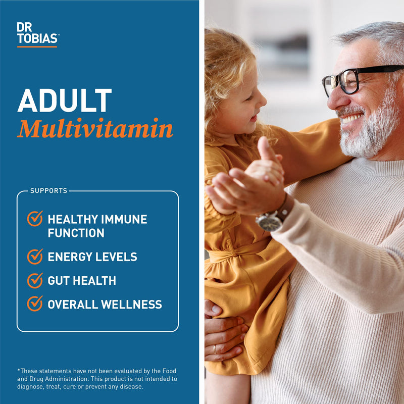Dr. Tobias Adult Multivitamin for Women & Men 180 Count | Daily Energy & Immune Support | Vitamin Supplement with 42 Fruits & Vegetables + Probiotic + Enzymes | Vegan | 60 Servings 180 Count (Pack of 1)