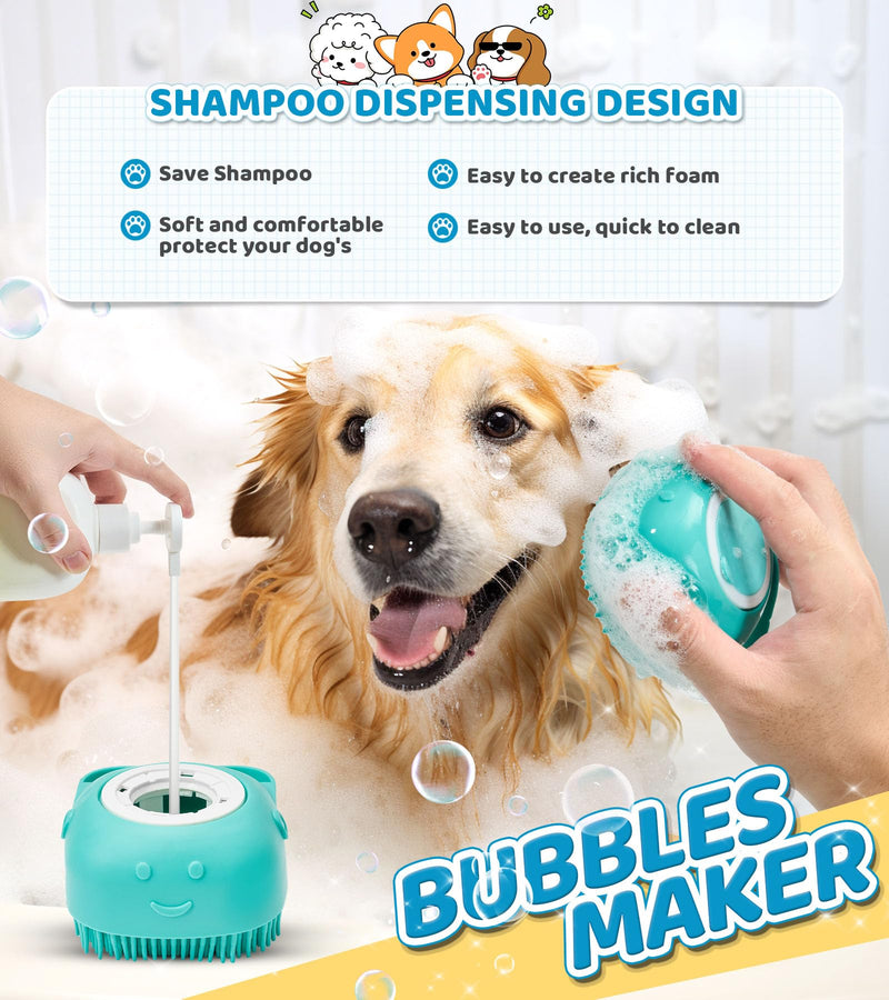 Dog Bath Brush Pet Massage Shampoo Brush Dog Scrubber for Bath Dog Washing Brush Scrubber Pet Bath Massage Brush with Soft Silicone Bristles for Puppy Dog Cat Grooming Cleaning Blue - BeesActive Australia