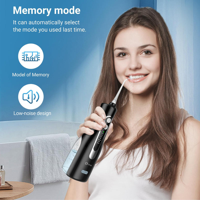 Cordless Oral Irrigator Water Flosser for Teeth, Gums & Braces - 4 Modes, 300ML Tank, 360° Rotatable Nozzle, IPX7 Waterproof, USB Rechargeable 2000mAh Battery for Home & Travel (M149 Pro - Black)