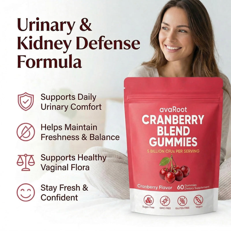 avaroot Cranberry Blend Gummies, Cranberry Probiotics for Women Vaginigal Health, Support Urinary Comfort, Healthy Smell, Yeast Balance and Flora, Immune Support, Feel Fresh & Confident, 60 Gummies