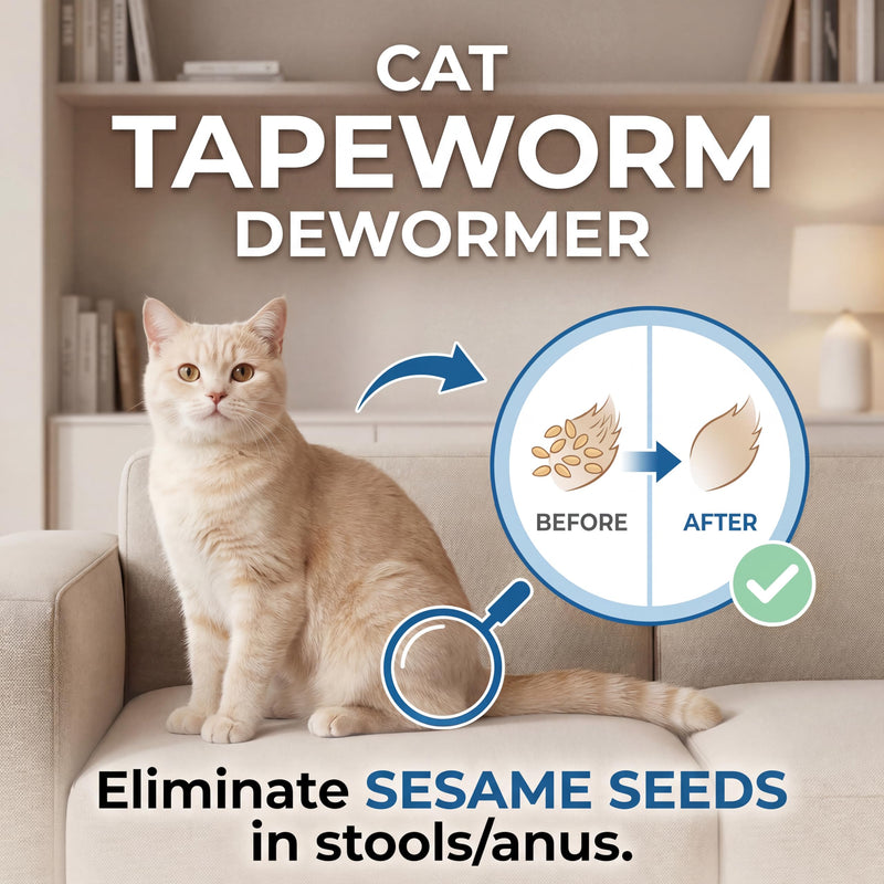 Tapeworm Dewormer for Cats & Kittens (6+ Weeks), Praziquantel Tablets, Tapeworm Treatment for Cats, Small & Easy to Administer, 20 Count