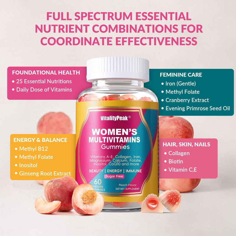 Methylated Multivitamin Gummies for Women | Women’s Multivitamin Gummies with Methylated Folate, Iron, Biotin & Inositol | Sugar Free Women’s Daily Vitamin for Energy, Immune, Hair & Skin | 60 Ct 60 Count (Pack of 1)