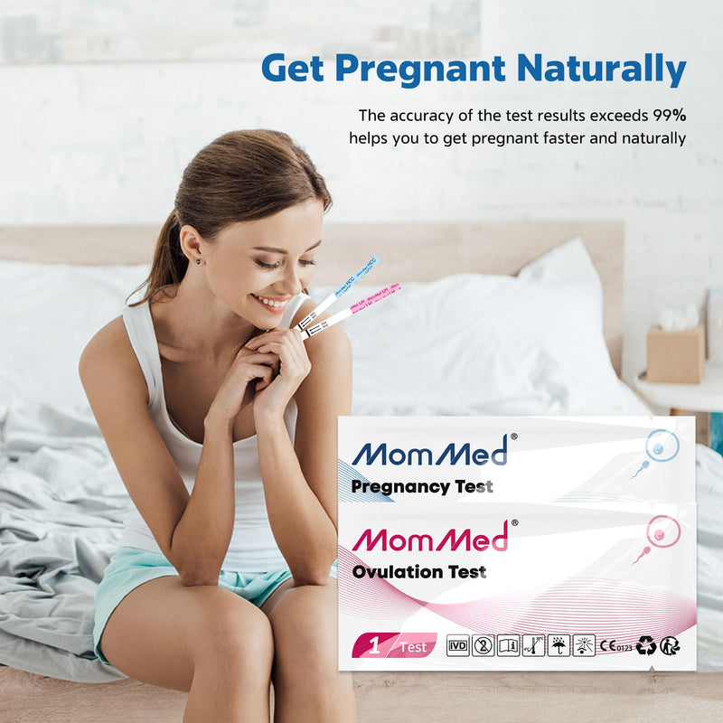 MomMed Ovulation Predictor Kit (HCG25-LH100), with 25 Pregnancy Test and 100 Ovulation Test Strips, Easy to Use Ovulation and Pregnancy Tests with 125 Urine Cups, Accuracy Fertility Test, OPK Test - BeesActive Australia