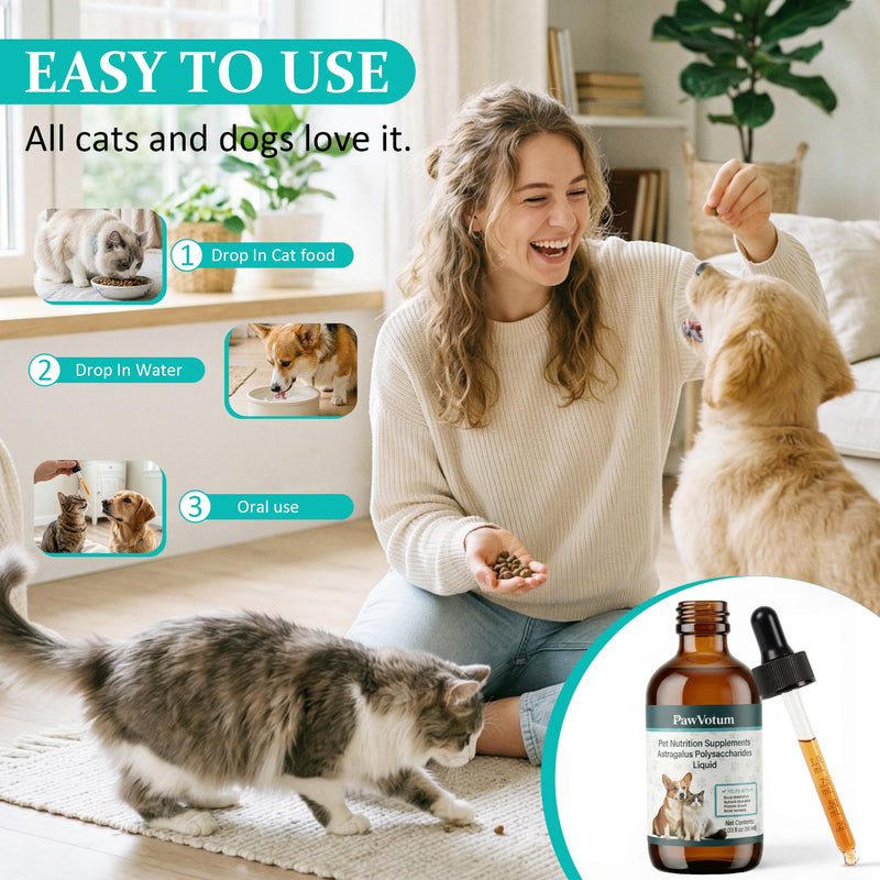 Immune Support Liquid Supplement for Cats and Dogs, Supporting the Immune Systemand and Anti-oxidative Stress,Contains Astragalus, L-lysine, Taurine, and Vitamin C,2 FL Oz