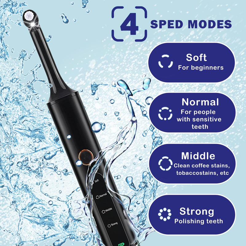 Tooth Polisher Rechargeable Teeth Polisher 4 Speed Modes,IPX6 & LED Light