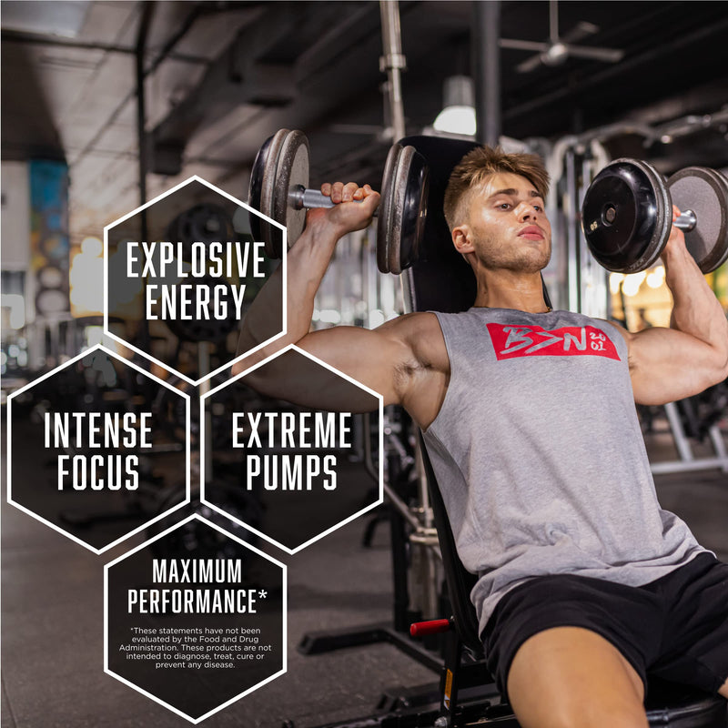 BSN N.O.-XPLODE Pre Workout Powder, Energy Supplement for Men and Women with Creatine and Beta-Alanine, Flavor: Fruit Punch, 30 Servings 30 Servings (Pack of 1)