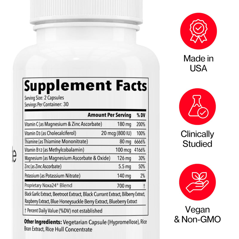 Nitric Oxide Booster Supplement with Magnesium, Zinc, Vitamin B12, Vitamin C & Vitamin D3 | 24-Hour Circulation Support, Energy Boost, Blood Flow & Heart Health | Vegan, Non-GMO (60 Count)