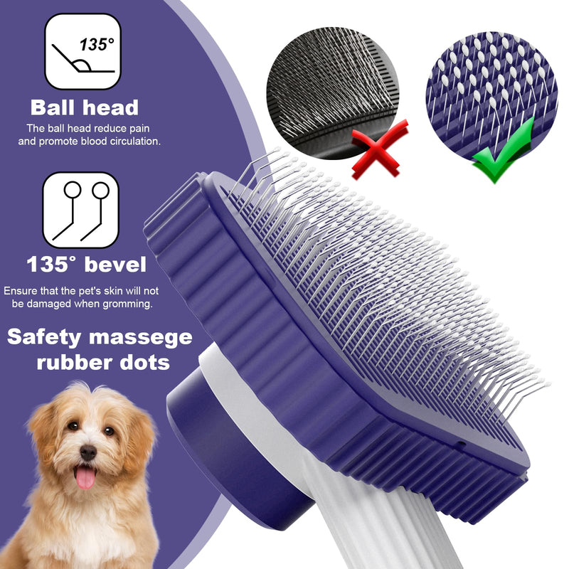 Cat brush, Cat Brush for Long or Short Haired Cats, Remove Loose Fur and Mats, Rounded Pins Reduces Painful Pulling, Not for Tangle and Curly Fur, Dark Blue - BeesActive Australia