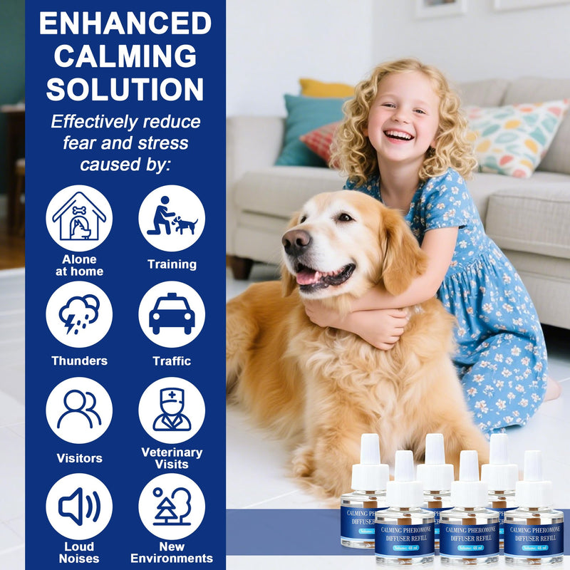 6 Pack Dog Calming Pheromone Diffuser Refills, Relief Anxiety, Storm Stress & Indoor Behavior Support, 180 Day Long Lasting Refill, Natural Odorless Safe Formula