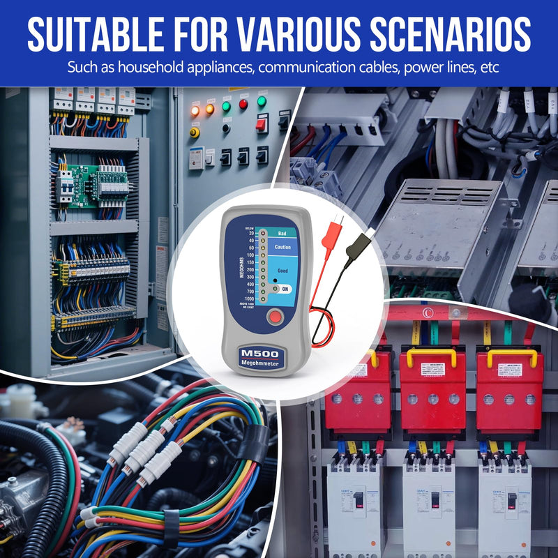 M500 Megohmmeter Tester | Professional HVAC Compressor & Electrical Insulation Tester | Industrial Measuring Instrument for Furniture Maintenance