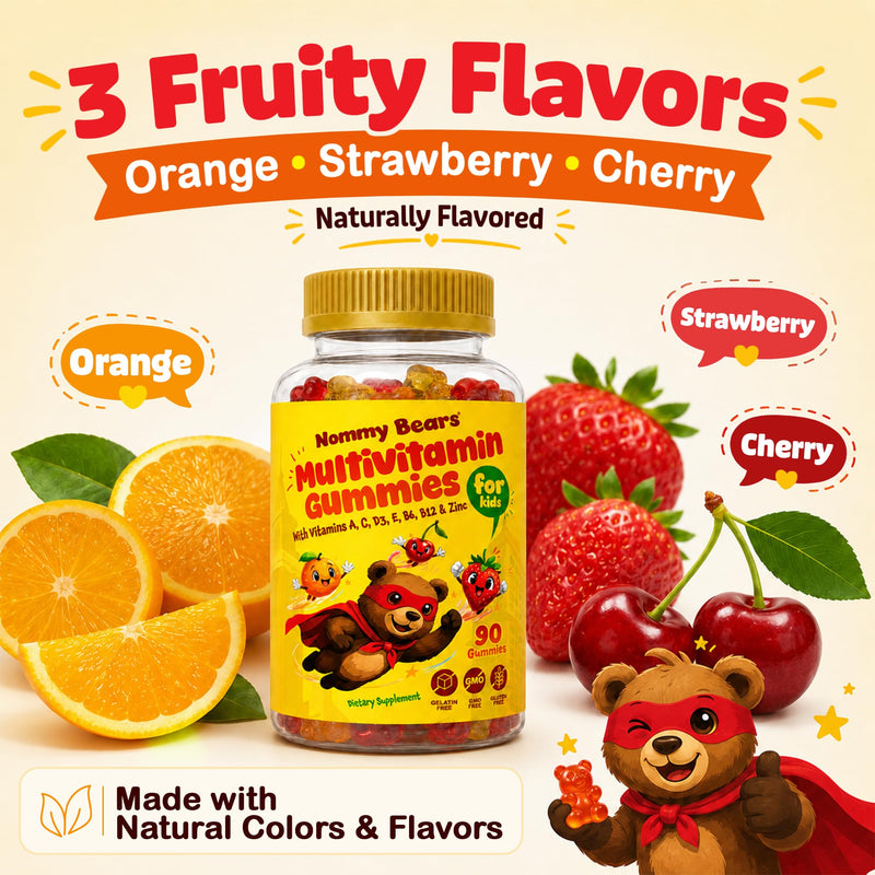 Kids Multivitamin Gummies, Halal Toddler Vitamins, Age 2+, 90ct | Immune Support, 11 Vitamins & Minerals A, C, D3, E, B6, B12, Zinc & Iodine, Gelatin Free, Gluten & Dairy Free, 45 Days Supply