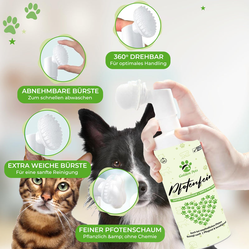 Test grade Very good - Paw cleaner for dogs & cats - Against mud, snow, ice 100% natural paw foam cleans & cares - Dog paw cleaner without water - Dog accessories & dog care 200 ml - BeesActive Australia