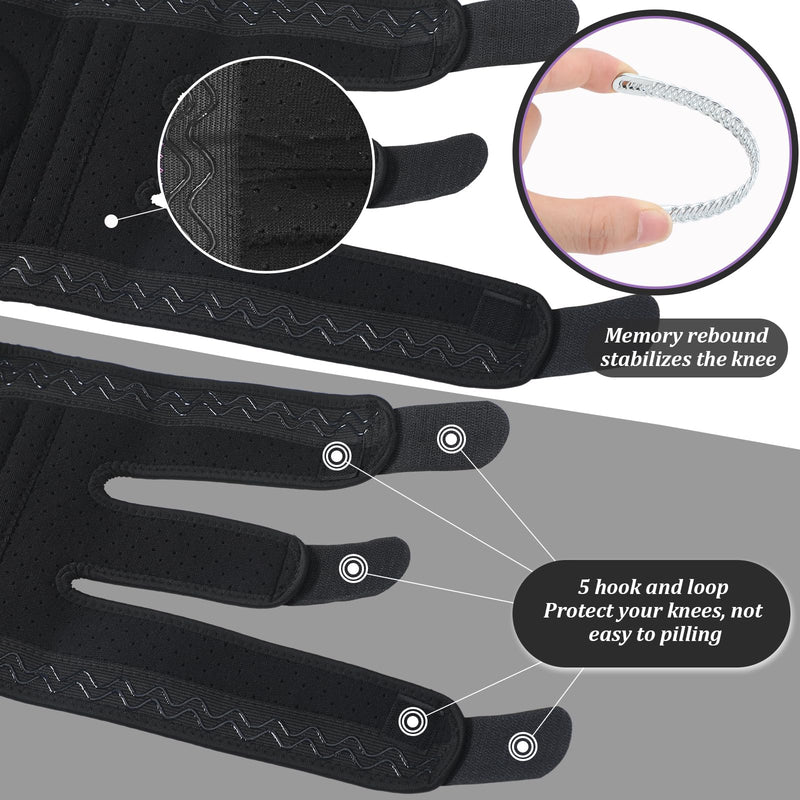 1 Pcs Kids Knee Brace with Side Stabilizers Patella Gel Pads Adjustable Straps Youth Child Knee Brace Support for Meniscus Tear Sports, Meniscus Tear (Black) 1 Black - BeesActive Australia
