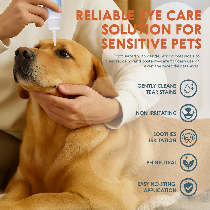 Eli Natural Eye Cleaner for Dogs and Cats – Made with Natural Origin Ingredients, Gently removes Tear Stains, Dirt, and buildup, Fragrance-Free and allergen-Free Formula, Safe Daily Care – 3.38 oz