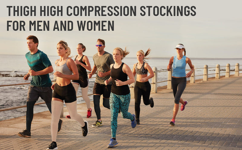 Athbavib 15-20 mmHg Thigh High Compression Socks for Women & Men C-Black(Footless) Medium