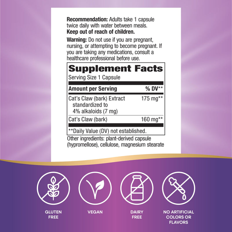 Nature's Way Standardized Cat's Claw Extract, 175 mg per serving, 60 Capsules