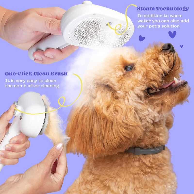 Cat Steam Brush, Rechargeable Silicone Cat Brush for Shedding, 3 in 1 Pet Hair Removal Tool, Self Cleaning Steamy Cat Brush for Massage, Dog Brush for Shedding, Cat&Dog Hair Remover, Cat Accessories - BeesActive Australia