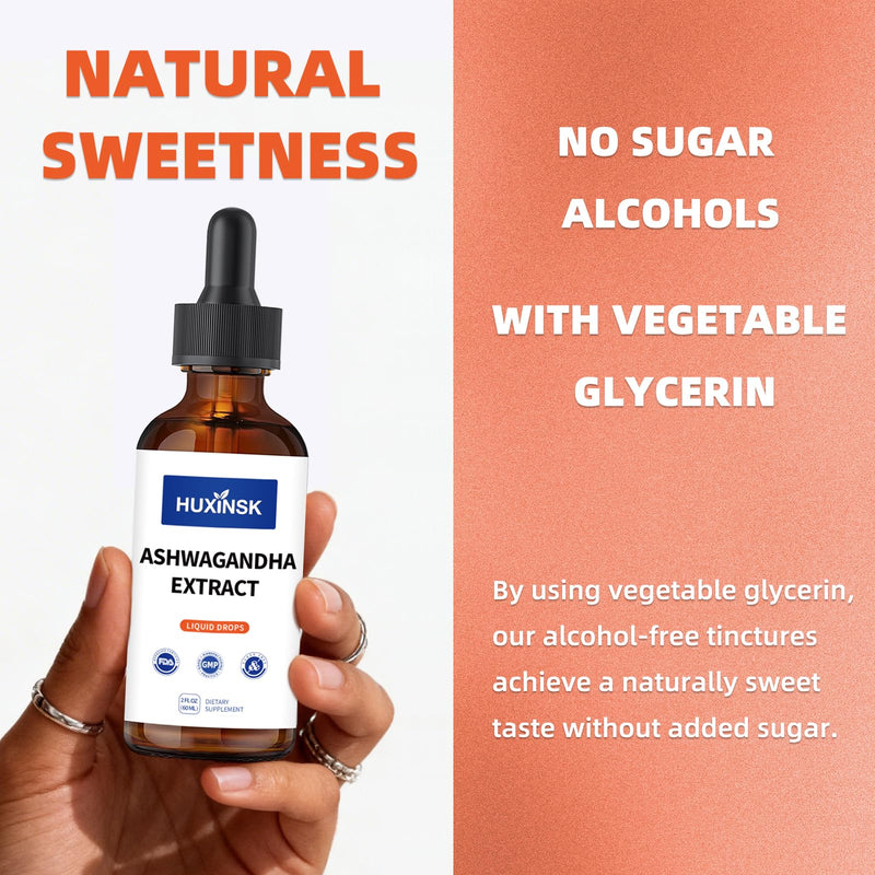 Ashwagandha Liquid Drops Extract | Certified Organic Withania Somnifera | Natural Stress Relief & Energy Support | Alcohol-Free, 60ml Adaptogen Tincture Ashwagandha