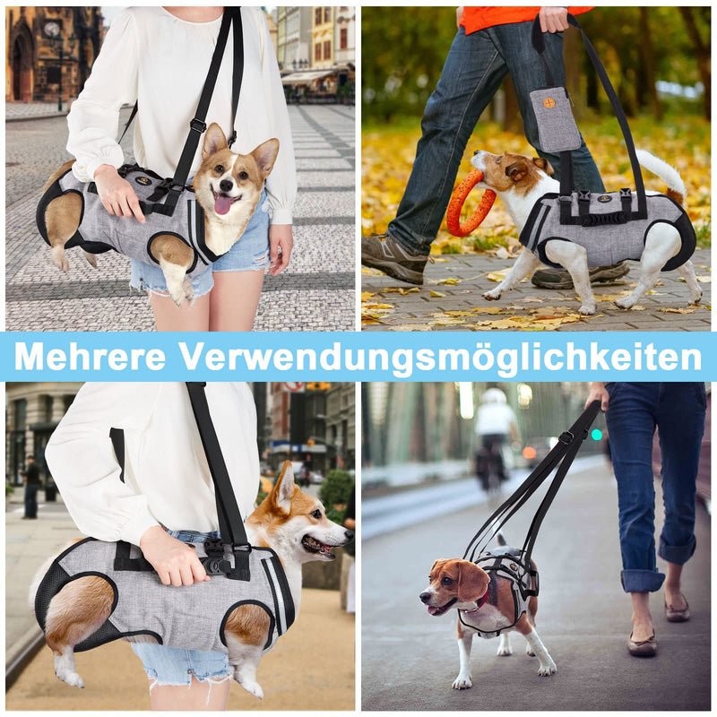 Ownpets Carrying Aid Harness, Lifting Harness for Small Dogs, Sling for Small Dogs, Full Body Harness, Dog Carrier Bag with Shoulder Strap, Soft, Waterproof, Adjustable, Grey, M - BeesActive Australia