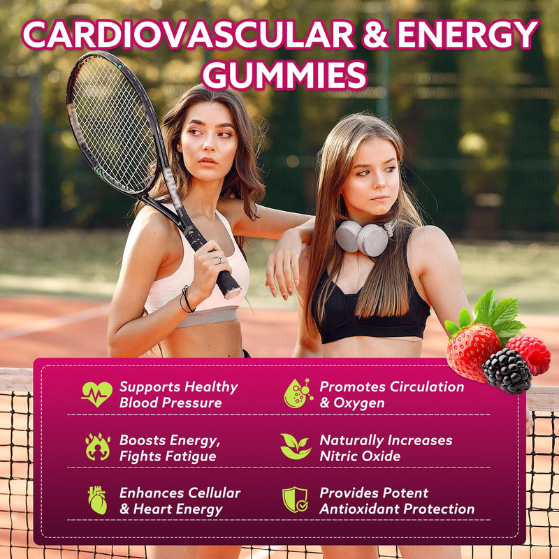 Beetroot Gummies - Beet Root for High Blood Pressure Supplements with Grape Seed Extract + CoQ10 + Black Pepper Extract + L-Citrulline + Vitamin C B12 Ultimate Heart for Blood Flow & Energy, 120 Count Mixed Berry 120 Count (Pack of 1)