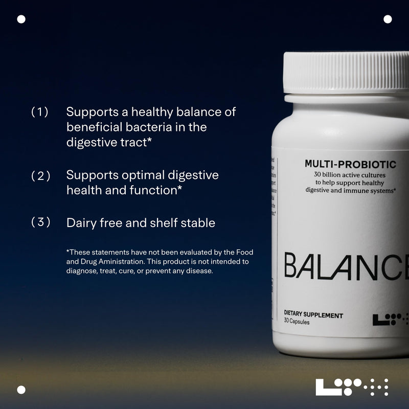 LTH Balance Multi Pro 30B Probiotic - Trusted by Life Time Members - 30 Billion CFUs - Dairy-Free & Shelf-Stable Supplement - Gut & Immune Support - 30 Capsules (30 Servings)