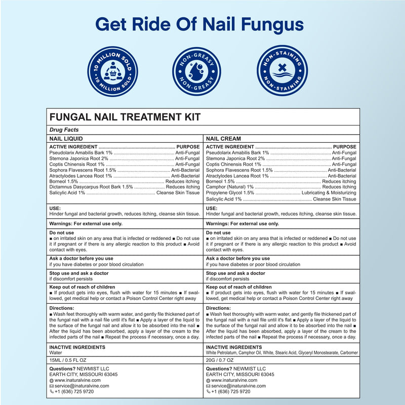 Natural Vine Toenail Fungus Treatment: Fungus Nail Treatment Liquid 15mL and Anti-fungal Nail Repair Cream 20g for Toenail and Fingernails - Extra Strength with Plant Extract Ingredients