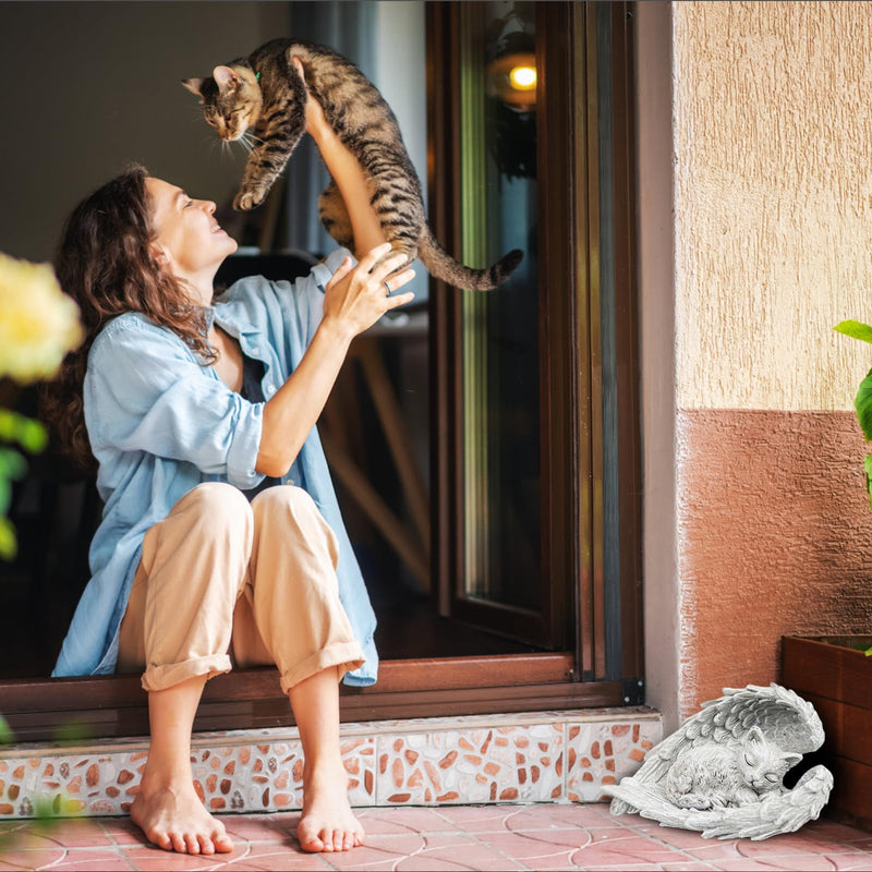 SZSMW Gravestone Cat - Decorative Cat - Memorial Stone Cat can be placed indoors on desks, bookshelves, bedside tables, as an outdoor garden decoration or as a souvenir gift - BeesActive Australia