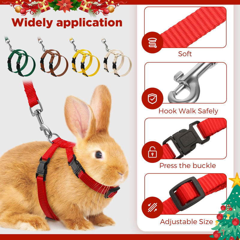 Outus 5 Pieces Adjustable Rabbit Harness and Leash Set Escape Proof Bunny Harness Vest for Pet Running Walk Jogging Leash Harness for Bunny Cat Puppy Kitten Ferret and Other Small Pet(Vivid Color) Vivid Color - BeesActive Australia