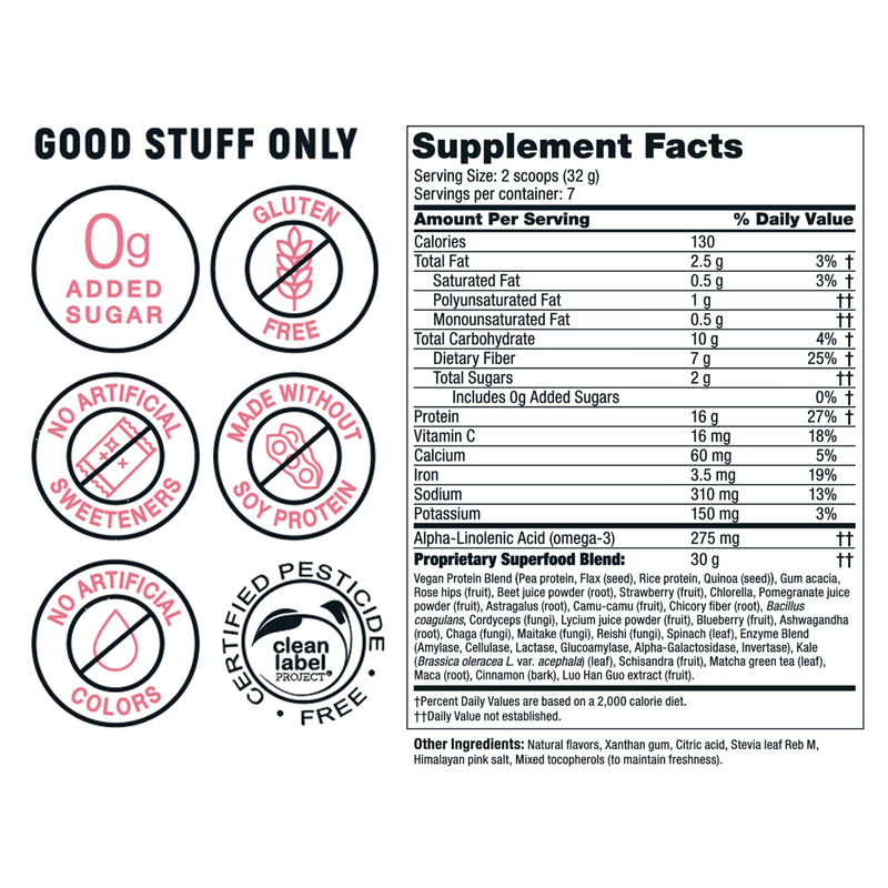 Shakeology 0g Added Sugar Plant-Based Protein - Tropical Strawberry, 7 Serv | Gluten free, superfood protein shake with vitamins & minerals, helps support healthy weight loss, lean muscle & gut health Tropical Strawberry Vegan 7 Servings