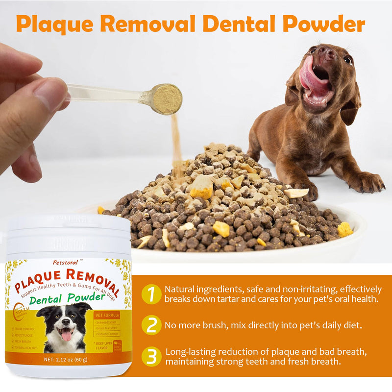 Petstoral Dental Cleaning Kit, Dental Care Wipes to Clean Plaque on The Surface of The Teeth, Dental Powder with Probiotic to Solve Oral Problems from The Inside of Digestion