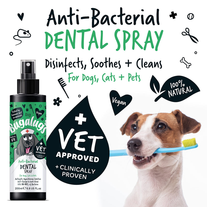 BUGALUGS Dog Breath Freshener Spray & Dog Plaque Remover - Natural Dog Teeth Cleaning Products For Bad Breath, Anti-Bacterial Dog Breath Freshener In Water Mouthwash Dogs & Cats