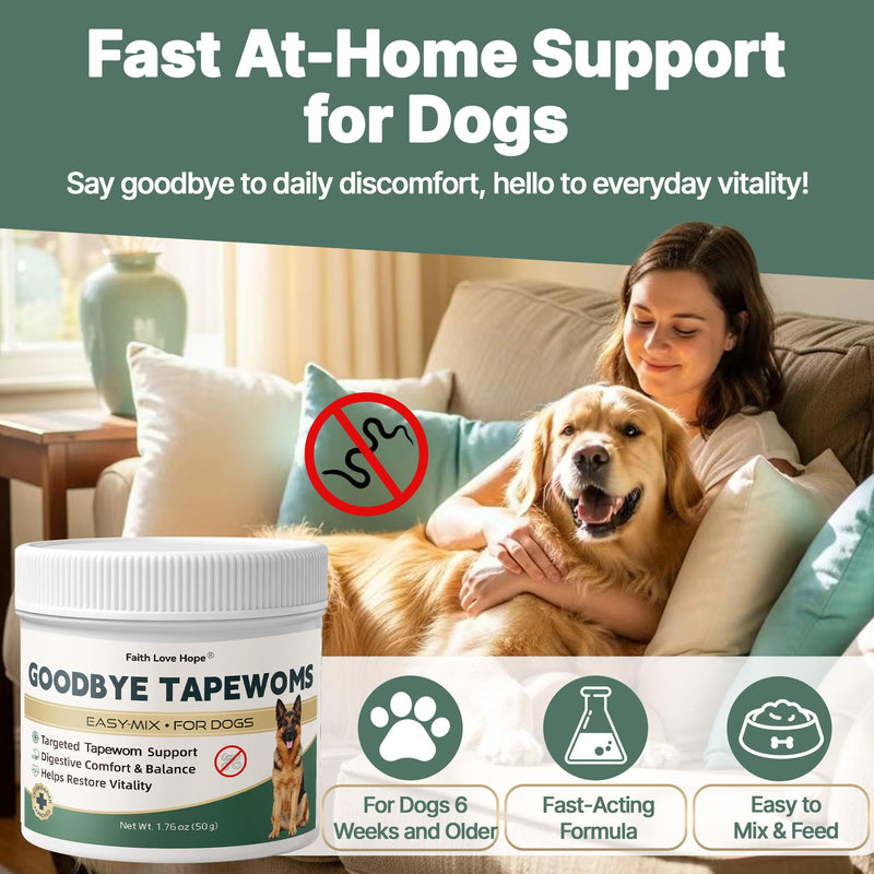Goodbye Tαpew0ɾms, Tαpew0ɾm Treatment for Dogs & Puppies 6 Weeks+, Fast Acting Formula, Supports Internal Cleanse, Digestive Comfort, Vitality & Energy, Gentle & Easy-to-Mix Powder