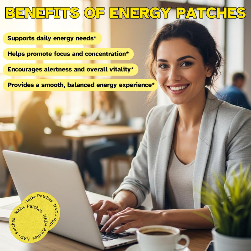 ANSUE Energy Patches – 30 Plant-Based Patches with Biotin, Caffeine & Ginseng – Daily Support for Energy, Focus & Vitality – Vegan Formula, 1 Month Supply